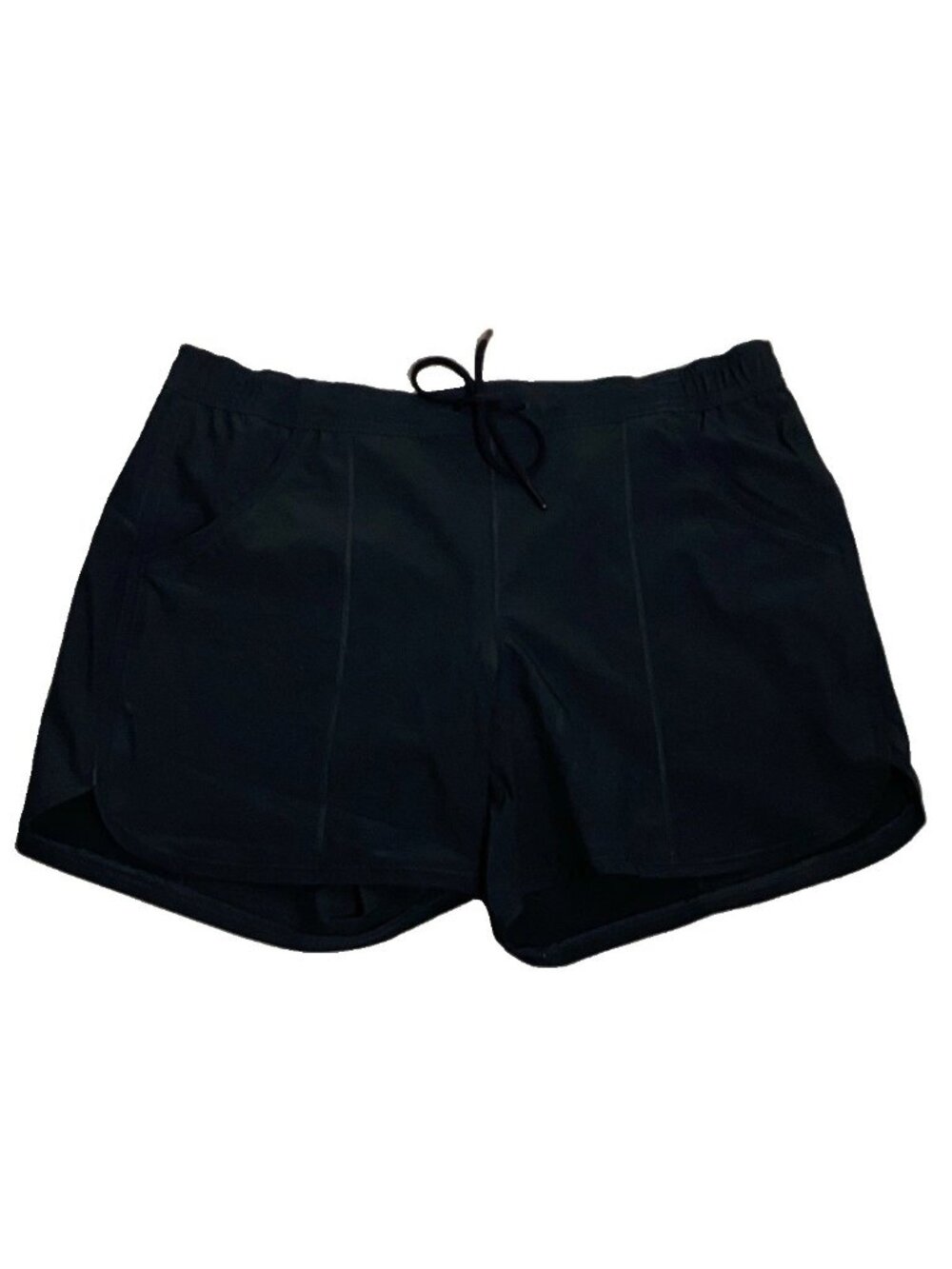 Lands End Black Swim Shorts Womens Size 12 Drawstring Waist Built In Panty NEW